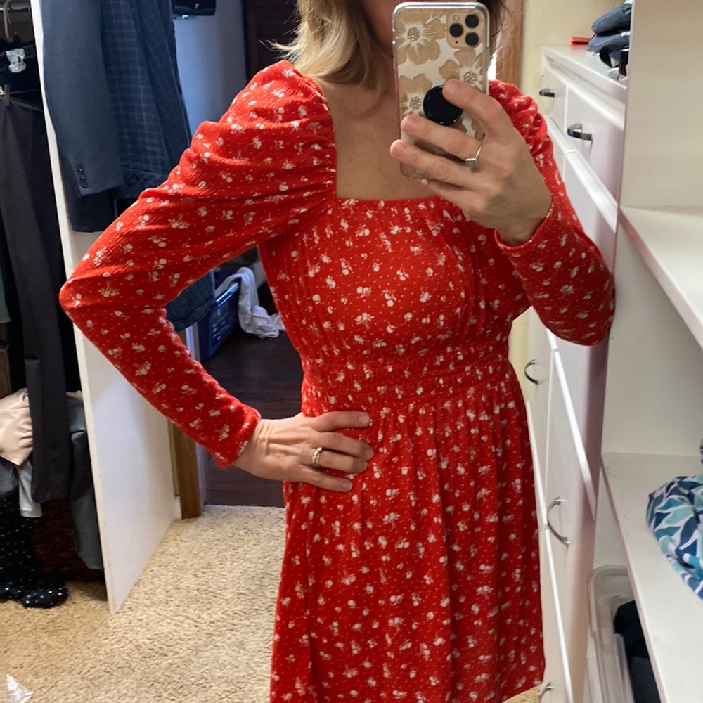 Divided Orange floral long sleeve dress from H & M size large